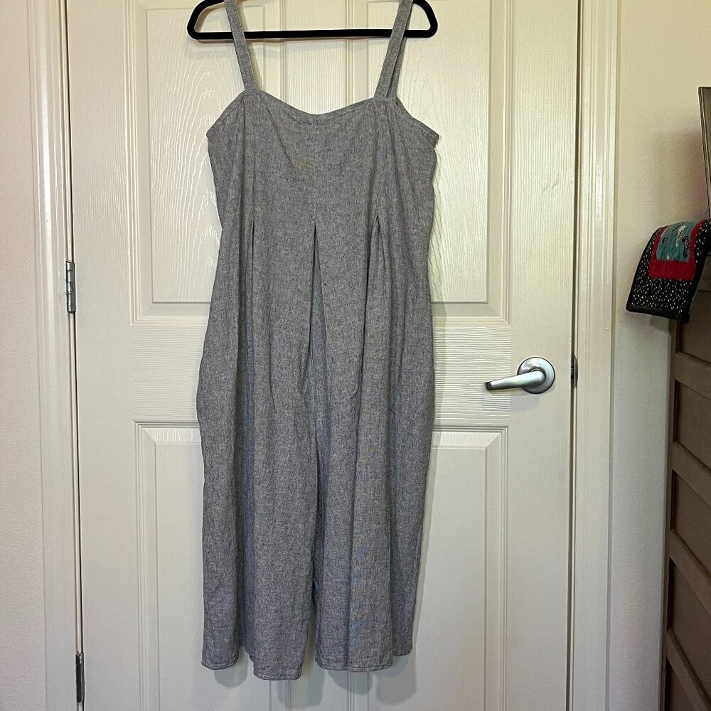 Cutloose jump suit, cotton/linen blend, small/medium, black/white linen weave